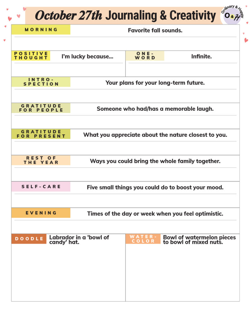 October 27th Journaling & Creativity Planner.