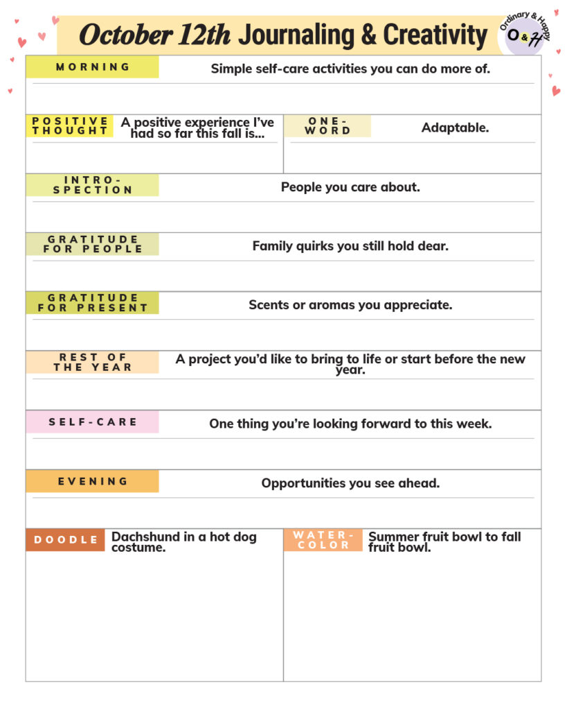 october 12th journaling prompts printable
