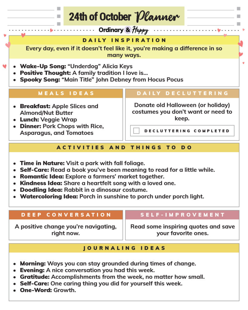 October 24th planner