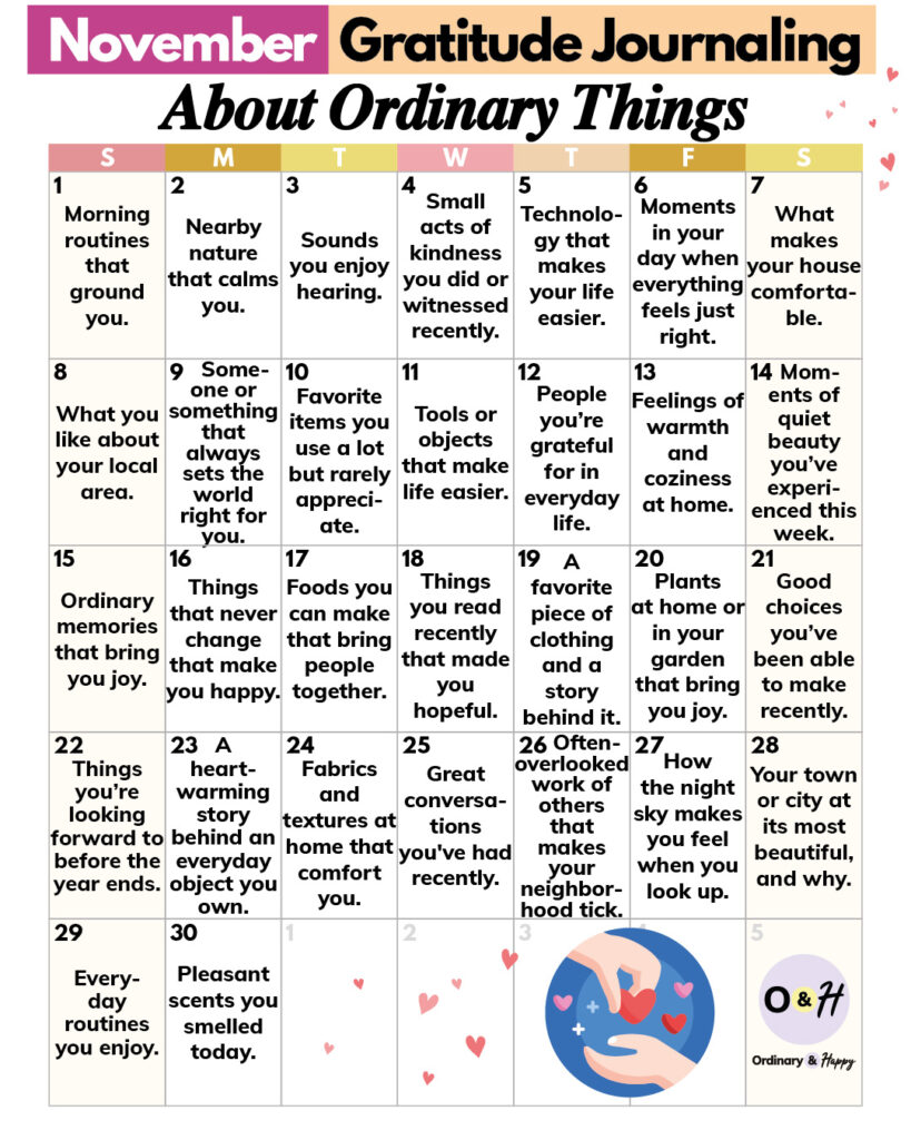 November gratitude journaling