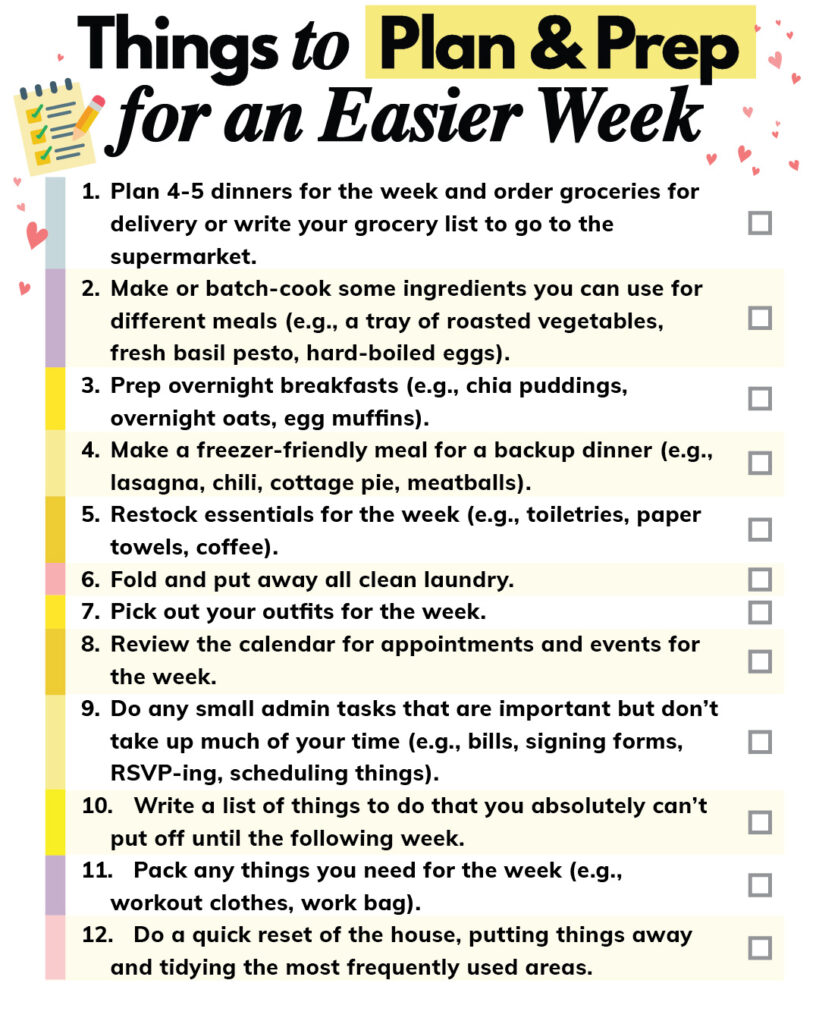Things to Plan and Prep for a Better Week
