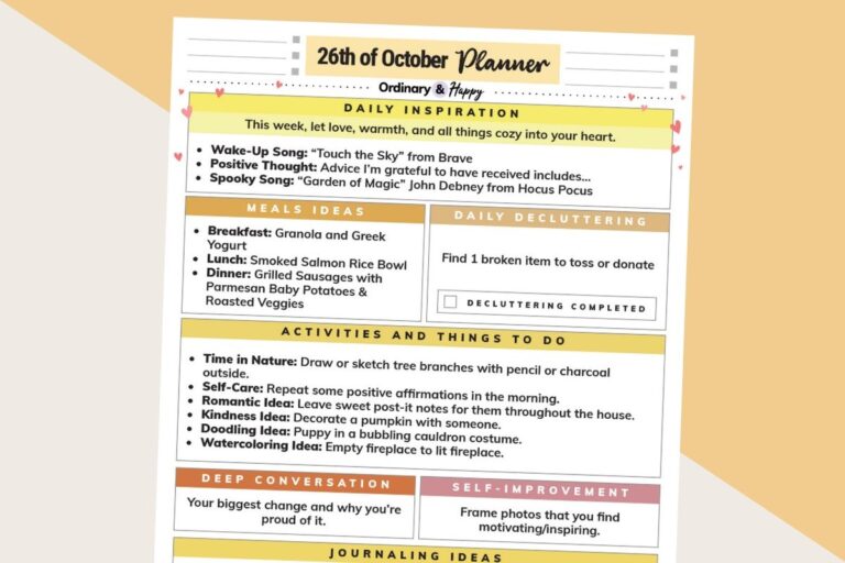 october 26th daily planner partially visible on a 2-color background