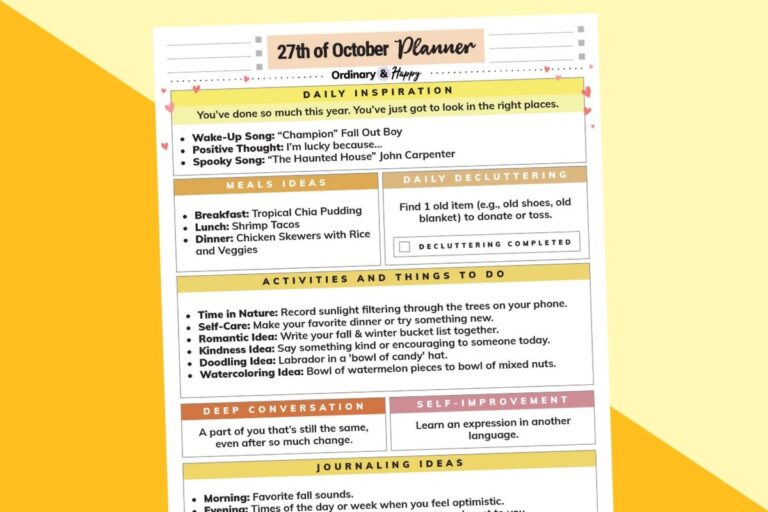 october 27th daily planner partially visible on a 2-color background