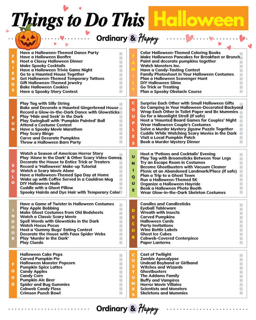 Halloween Bucket List (100 ideas)